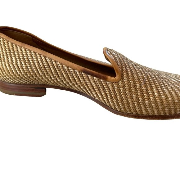 Stubbs and Wootton Women's Beige Raffia Straw Flats Size 5 1/2 Retail 575 - Picture 8 of 10